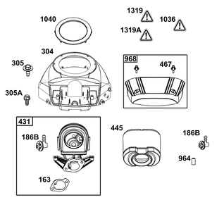 Blower Housing And Air Cleaner Group Diagram and Parts List for 44U877-0012-B5 400000 - 699999 Briggs and Stratton Engine